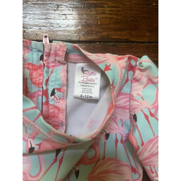 Ruffle Butts Baby Swim Suit Flamingo Rash Guard - Picture 2 of 3